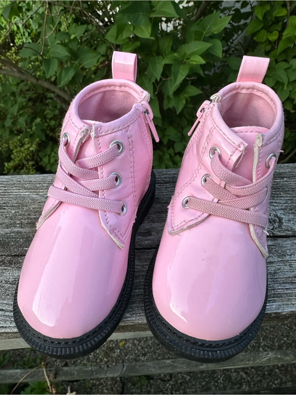 Stepping Stones Toddler Patent Boot–Size 6, Pink, Lace Up & Zip, Great Condition